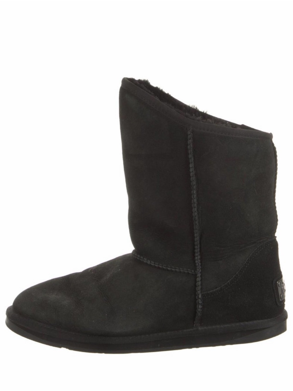 Australia Luxe Collective Black Sheepskin Suede Mid-Calf Boots Size 12 w/ Box
